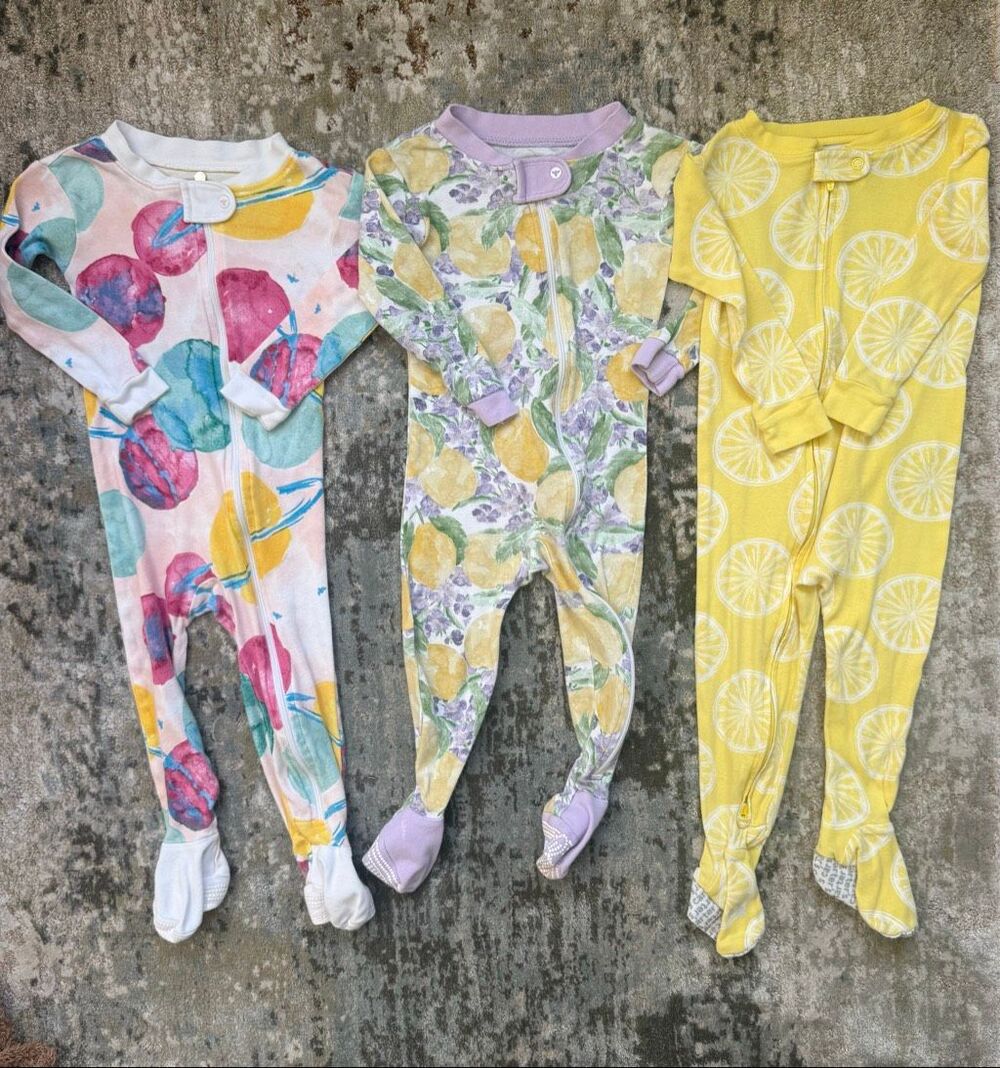 9-12, 12-18 Month Baby Girl Burts Bees & Carters Sleepers